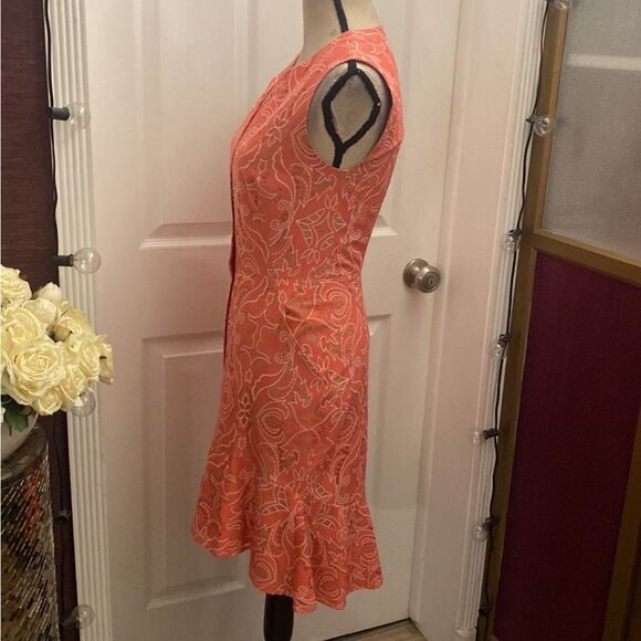 Bcbg Maxazria Chic lace Sleeveless High Low Dress in Coral, US4 - Picture 8 of 11